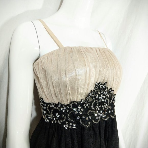 Champagne & Black Embellished Formal Dress EUC - Picture 2 of 5